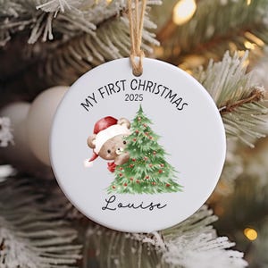 Vrolijk kerstfeest, ornament aangepaste naam kerst, teddybeerornament, kerstornament, ornament voor kerstboom, leuke cadeaus