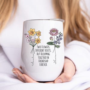 Personalized Tumbler With Name Floral, Friendship Mug Friends, Best Friend Mug, Friendship Day Mug, Quotes Tumbler, Friendship Quotes
