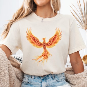 Phoenix Rising Shirt, Mythical Fire Bird Tee, Spiritual Rebirth Graphic, Majestic Phoenix Art, Symbol of Strength T-Shirt