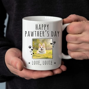 Custom Dog Dad Mug, Happy Pawther’s Day Gift from Pet, Personalized Dog Photo Mug, Pet Lover Gift for Him, Funny Pet Dad Coffee Cup
