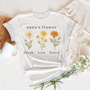 Nana Flower Shirt, Nana And Kids Shirt,  Customized Floral Shirt, Children Names, Birthmonth Flower Shirt, Birthday Sweatshirt, Custom Shirt