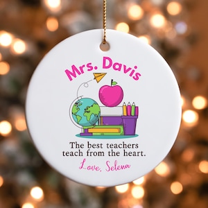 Custom Name Ornament, Teach Ornament, Best Teacher Gift, Ornament For Teacher, Thank You Ornament Teacher, Personalized Teacher Ornament
