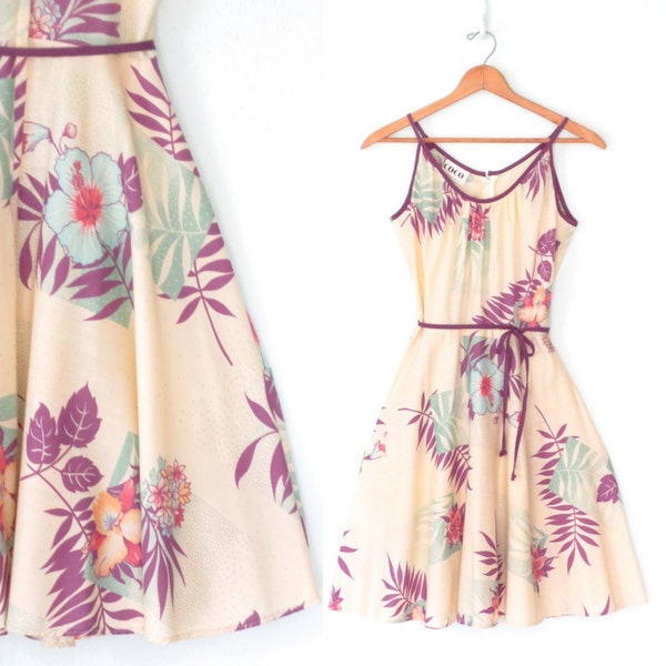 70s Sun Dress * Slinky 1970s Dress * Vintage Midi Sundress * Small