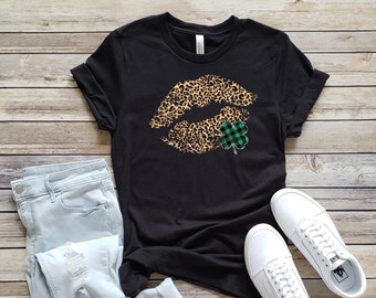 Lèvres léopard et trèfle à carreaux vert | Noir chiné | XS-2XL
