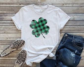 Green Plaid Clover | Heather Ash White | XS-2XL