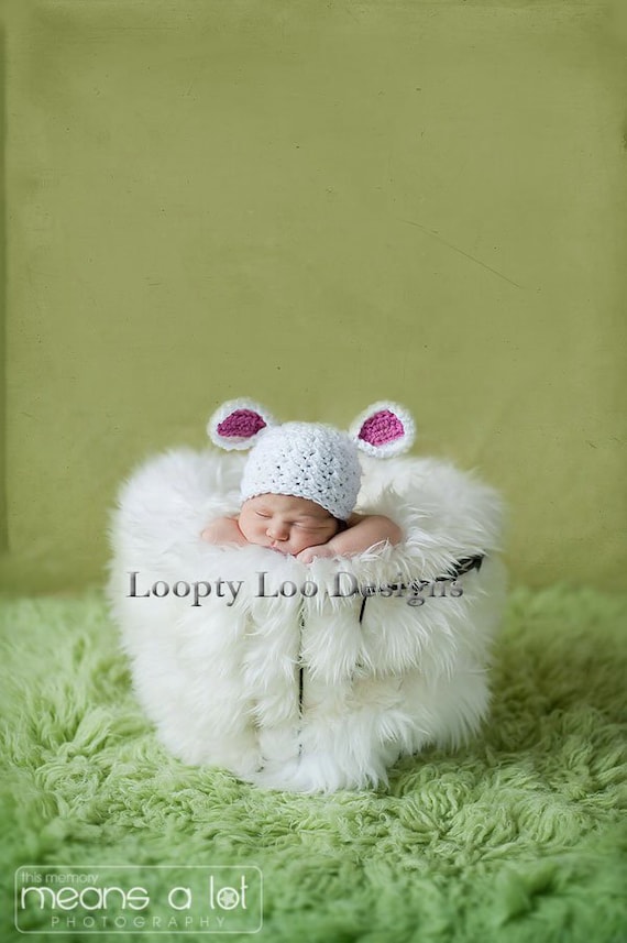 Items similar to Crochet Hat, Newborn Photo Prop, Lamb Hat, Easter hat