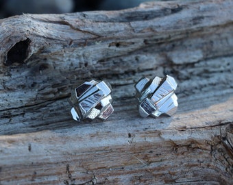 Machine Age Sterling Earrings Geometric Structured Jewelry For Her