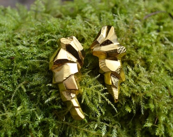 Gold Chrysalis Sculptural Cocoon Earrings Geometric Jewelry Stalactite Earrings