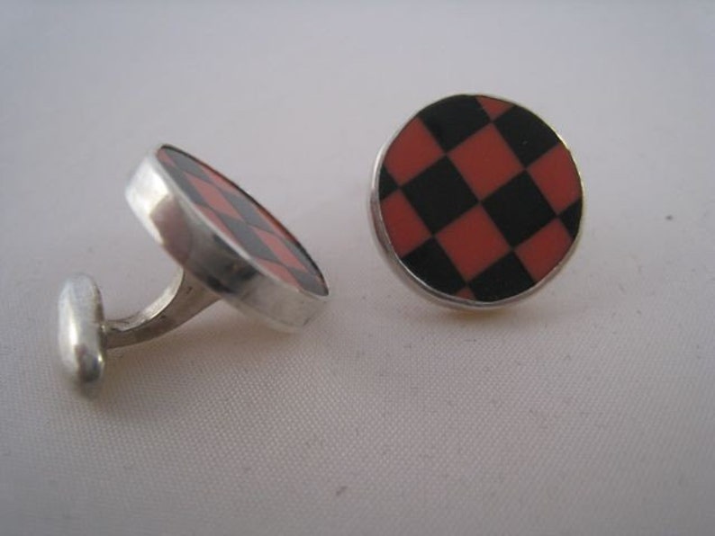 Checkerboard Cufflinks Onyx Jasper Gift For Him Princeton image 6