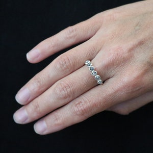 Salt + Pepper Diamond Rosecut Faceted Half Eternity Band 6 Bezels