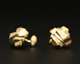 18K Machine Age Organic Textured Rugged Cuff Links