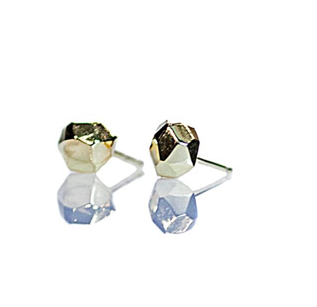 14K Minimalist Earrings Structure Jewelry Gold Geometric Studs | Etsy