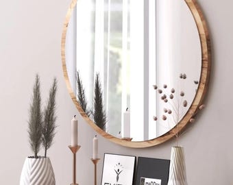 Modern Round Wall Mirror: MDF Frame, Minimalist Home Decor (18x18 or 23x23 inches)