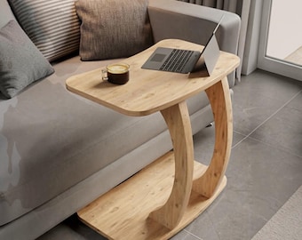 Verrijdbaar C-vormig bijzettafeltje, mobiel laptopbureau
