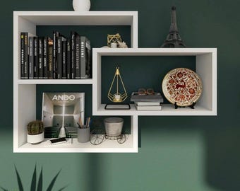 White Wall Shelf – Decorative Floating Wall Bookcase | Boho Home Decor