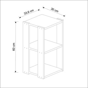 May include: A white, three-tiered shelf unit. The unit is 23.6 inches tall, 11.8 inches wide, and 13.2 inches deep. The shelves are supported by vertical side panels and are suitable for storage or display.