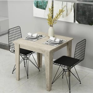 Modern Square Travertine Color Table for Small Spaces, Wooden Apartment Furniture