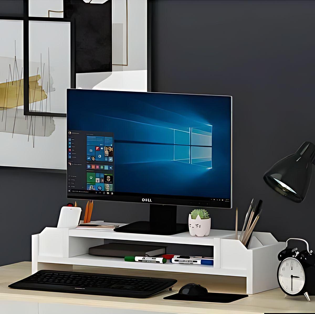 Cleanroom Desktop Riser Minimal White Monitor Riser – Clean Desk Stand for Modern Workspace - Etsy