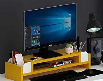 Yellow Ergonomic Monitor Riser – Bright Desk Stand for Happy Workspace