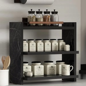 Minimalist Wooden Spice Rack / 2 Tier Countertop Shelf / Modern Kitchen Organizer / Open Shelf Storage / Herb and Tea Rack