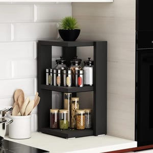 Modern Kitchen Spice Rack Shelf / 2 Tier Organizer / Luxury Countertop Storage / Compact Seasoning Jar Rack / Counter Shelf for Kitchen