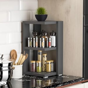Modern Kitchen Spice Rack Shelf / 2 Tier Organizer / Luxury Countertop Storage / Compact Seasoning Jar Rack / Counter Shelf for Kitchen