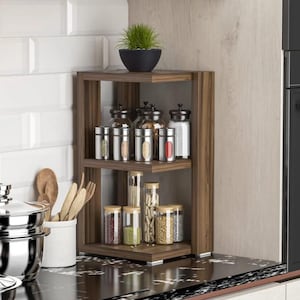 Modern Kitchen Spice Rack Shelf / 2 Tier Organizer / Luxury Countertop Storage / Compact Seasoning Jar Rack / Counter Shelf for Kitchen