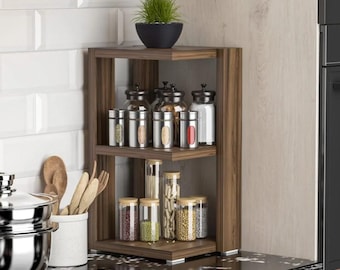 Modern 2-Tier Spice Rack: MDF Countertop Organizer
