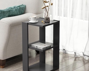 Modern Side Table / Rectangular Compact Design, Melamine Finish Particleboard (60 × 34 cm / 23.6″ × 13.4″)
