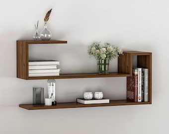 Geometric Wall Shelf: Modern MDF Floating Bookshelf