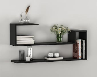Modern Geometric Wall Shelf: MDF Floating Bookshelf, Minimalist Decor