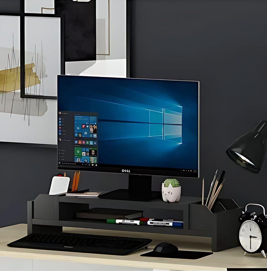 Black Screen Riser Black Monitor Riser Stand – Sleek Desk Organizer - Etsy
