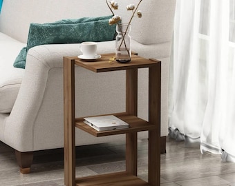 Mesa auxiliar moderna / Diseño rectangular compacto, tablero de partículas con acabado de melamina (60 × 34 cm / 23,6″ × 13,4″)