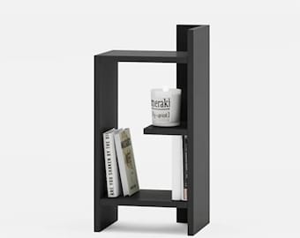 Mesa de cabeceira antracite, moderna com espaço de armazenamento ao lado da cama, mesa lateral estreita, mobiliário contemporâneo para quarto.