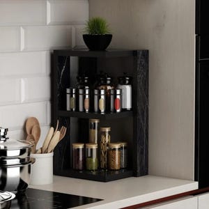 Modern Kitchen Spice Rack Shelf / 2 Tier Organizer / Luxury Countertop Storage / Compact Seasoning Jar Rack / Counter Shelf for Kitchen