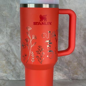 Personalized 40oz STANLEY Engraved Tumbler with Handle, Stainless Steel Travel Mug image 1