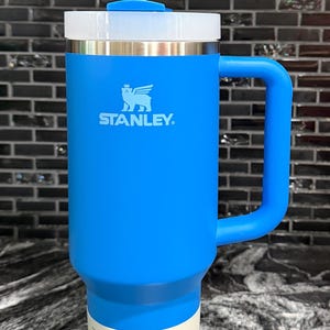 Personalized 40oz STANLEY Engraved Tumbler with Handle, Stainless Steel Travel Mug blue