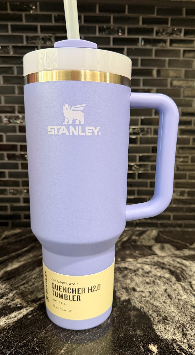 Personalized 40oz STANLEY Engraved Tumbler with Handle, Stainless Steel Travel Mug purple