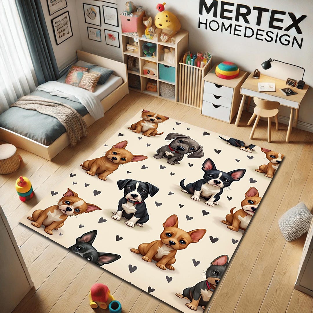 Cartoon Puppy Rug: Kids Play Mat, Dog Lover Gift - Etsy