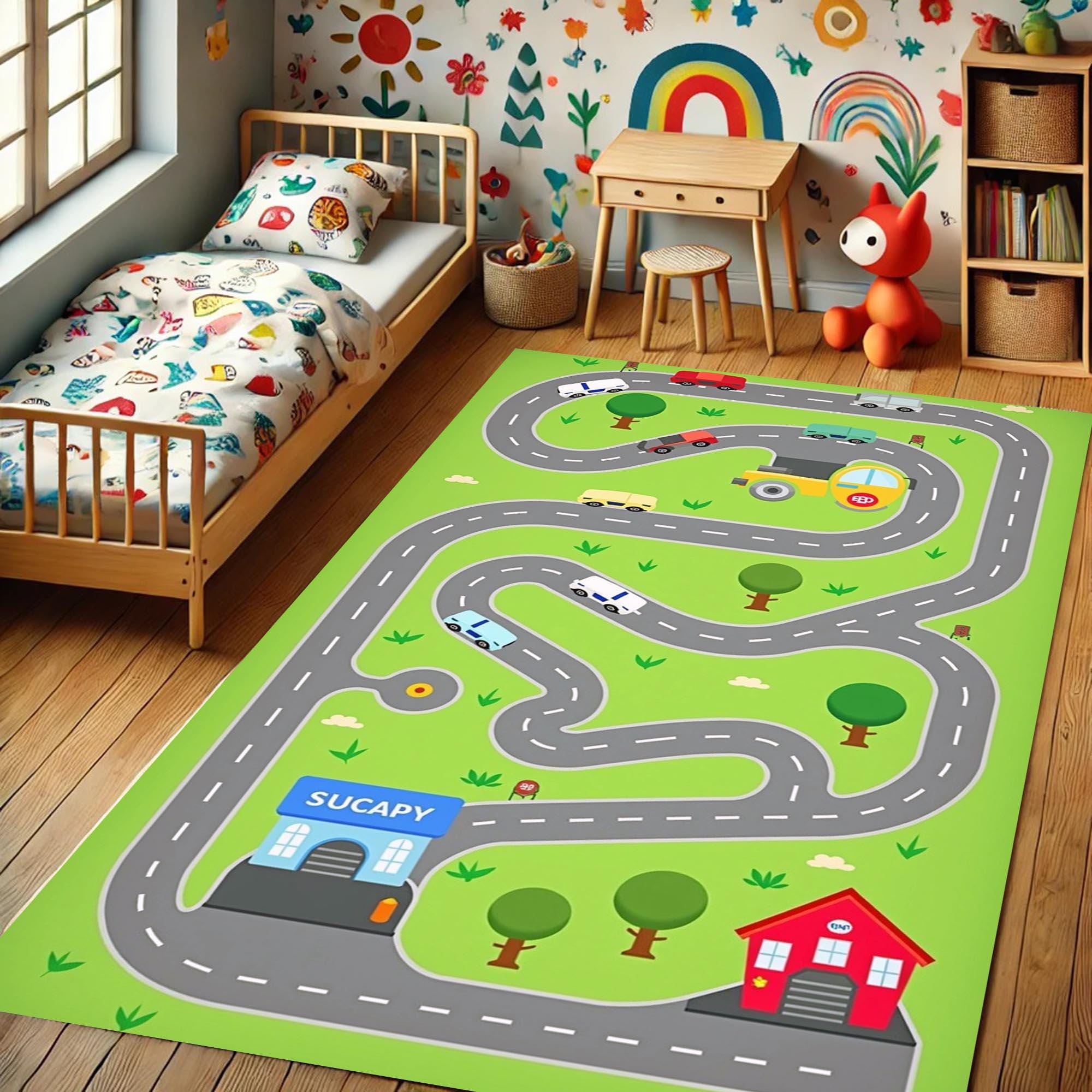 Kids Car Road Play Rug: Non-slip Educational Traffic Rug - Etsy