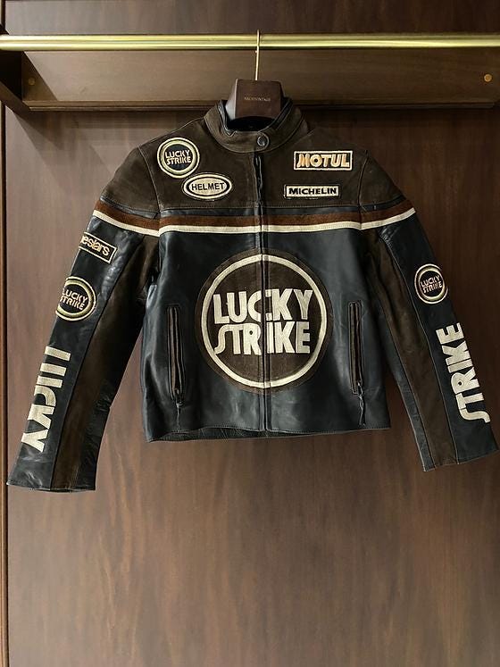 Leather Racing Jacket Lucky Strike - Etsy Leather Racing Jacket Lucky Strike - Etsy