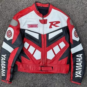 Handmade Yamaha Genuine Cowhide Leather Jacket Biker Motorcycle Leather Jacket Gift for Bikers Riders Custom Size Available