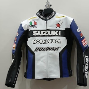 Suzuki Yoshimura GSX-R Biker Moto Jacket Genuine Cowhide Jacket Handmade Leather Jacket Bikers Racing Leather Jacket Biker Rocket Jacket