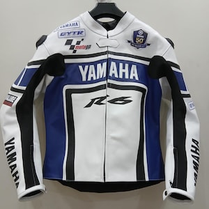 Handmade Yamaha Genuine Cowhide Leather Jacket Biker Motorcycle Leather Jacket Gift for Bikers Riders