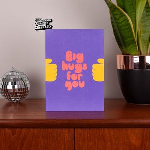 Jolie carte de gros câlins pour vous, carte d'amitié colorée, carte de remerciement attentionnée, carte sincère, bienveillance, message de réconfort