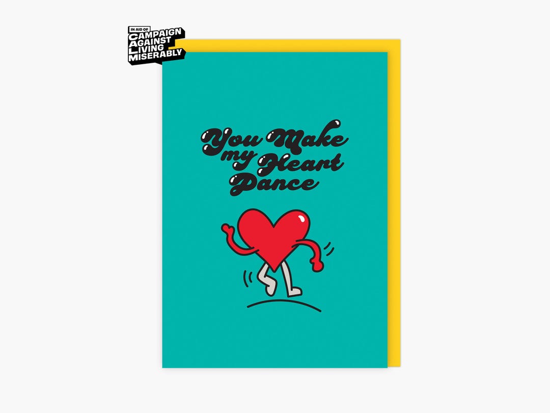 You Make My Heart Dance Illustrated Retro Style Valentines Greeting ...