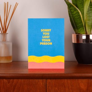 Désolé d'avoir perdu votre personne, belle carte de condoléances, carte de deuil moderne, carte de voeux bienveillante et réconfortante, message de soutien, bienveillance