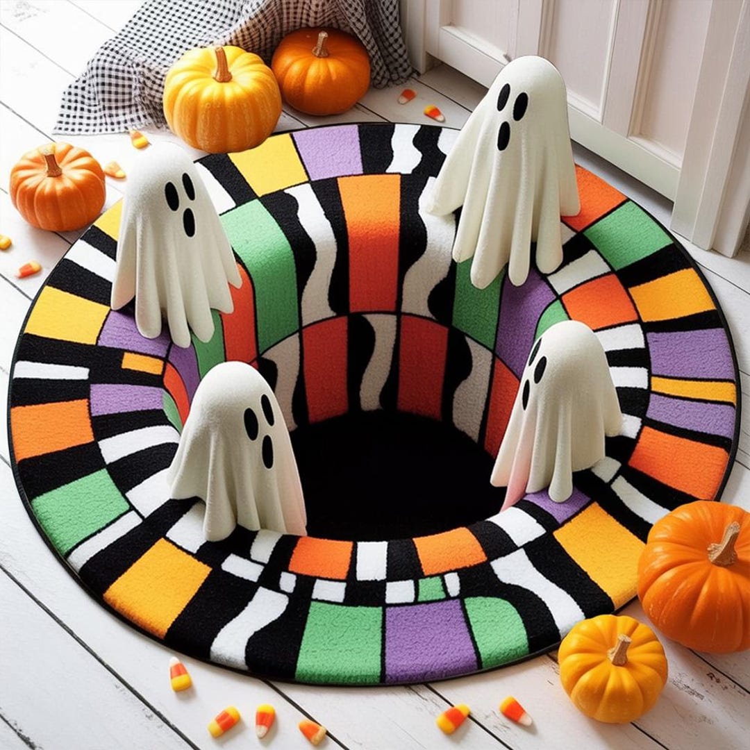 Halloween Ghost 3D Printed Rug, Halloween Ghost Welcome Mat, Ghost ...