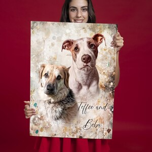 Personalized Digital Pets Portraits from photo, Custom Dog and Cat painting gift memorial decorative wall art