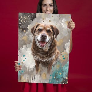 Personalized Digital Pets Portraits from photo, Custom Dog and Cat painting gift memorial decorative wall art